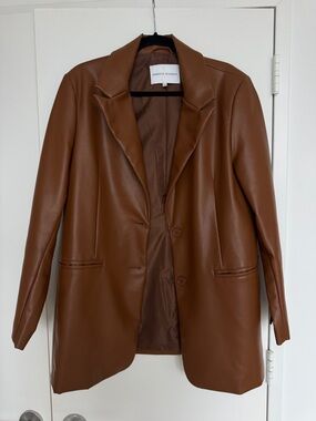 Rebecca Minkoff Cognac Brown Faux Leather Blazer